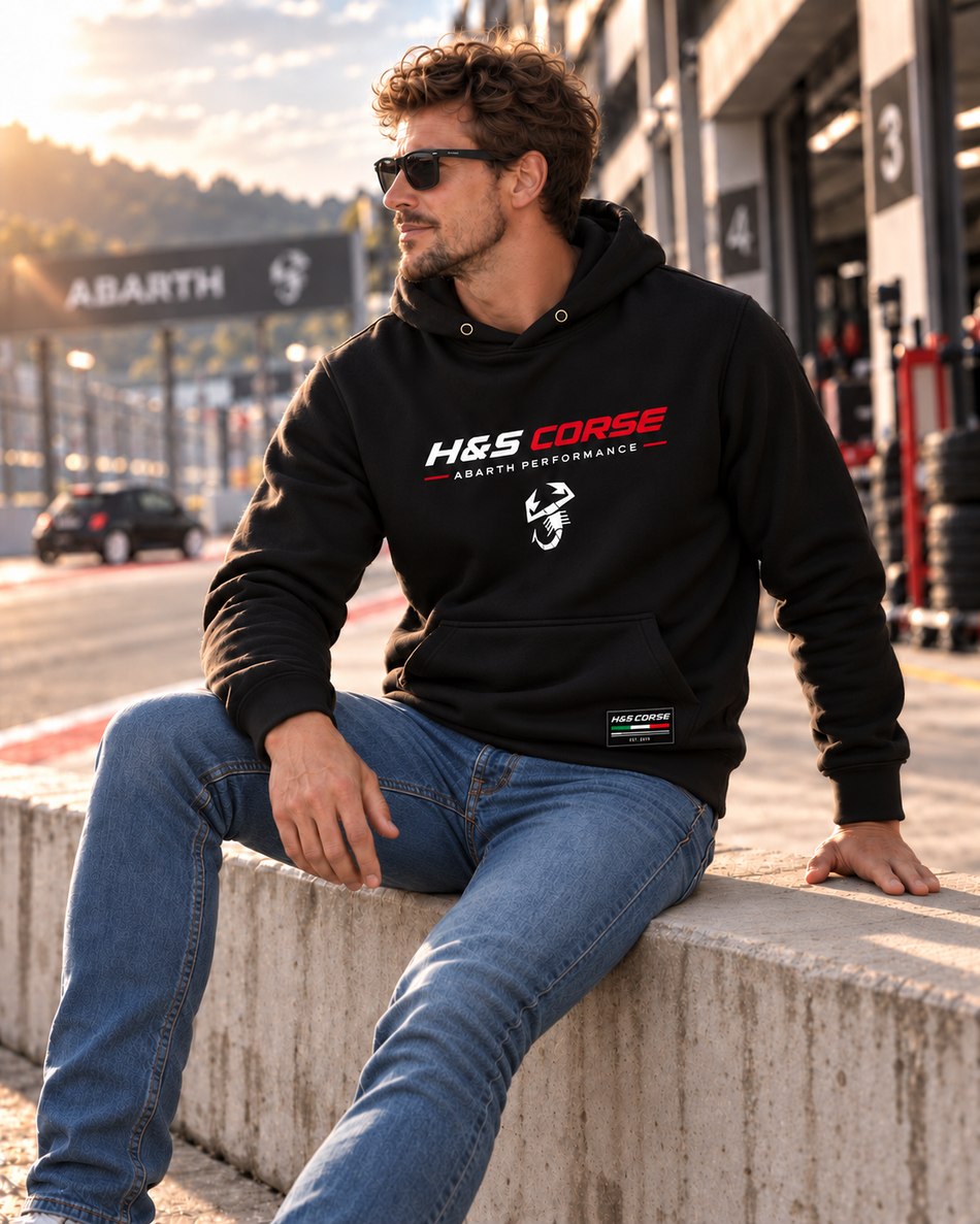 PRE ORDER |  H&S CORSE - Abarth Performance Hoodie Zwart - Heren
