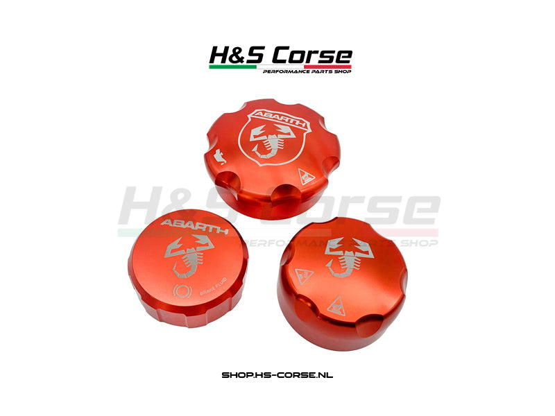 Abarth 500/595/695 /Punto - Aluminium vloeistof doppen - Rood