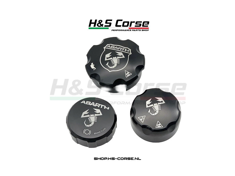Abarth 500/595/695 /Punto - Aluminium vloeistof doppen - Zwart
