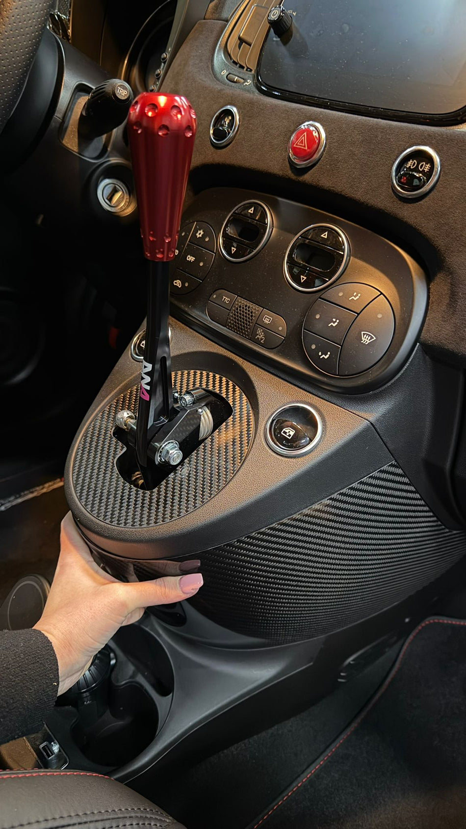 Abarth 500/595/695 - Carbon Schakel Tunnel Cover (Serie 4)