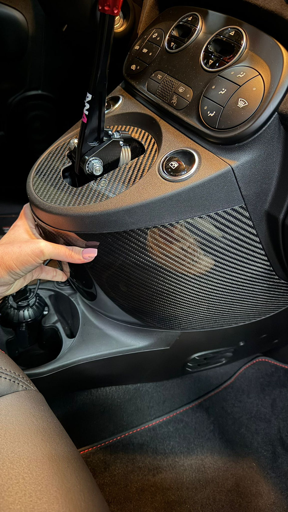 Abarth 500/595/695 - Carbon Schakel Tunnel Cover (Serie 4)