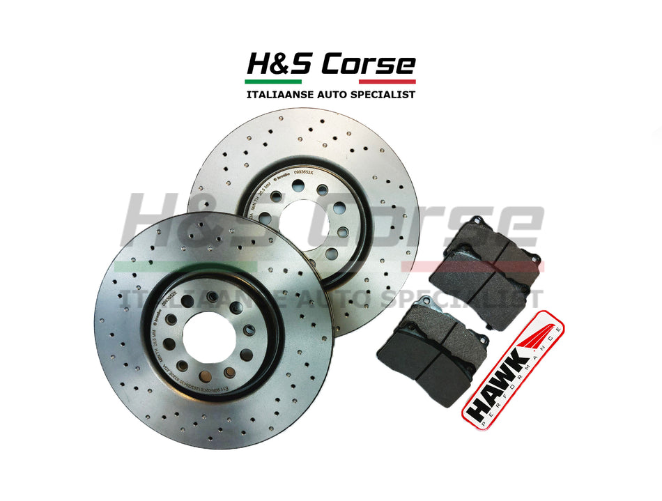 Hawk HP PLUS + Brembo Gecoate Remschijven Geboord / Geperforeerd - Alfa Giulietta