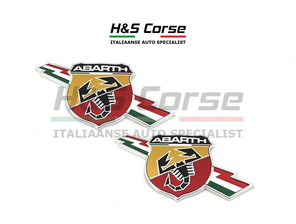 Set di 2 emblemi Abarth in alluminio - per il lato dell'auto