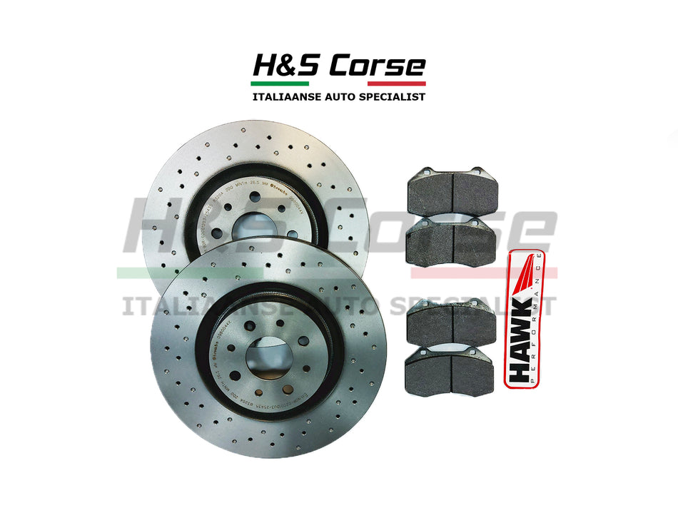 Hawk HP PLUS Sport Remblokken + Brembo Gecoate Schijven Geperforeerd - Alfa MiTo